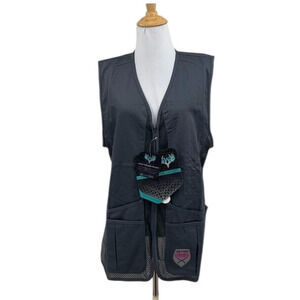 Girls With Guns Vest Women L/XL Charcoal Cotton Twill Double Barrel Tactical GWG